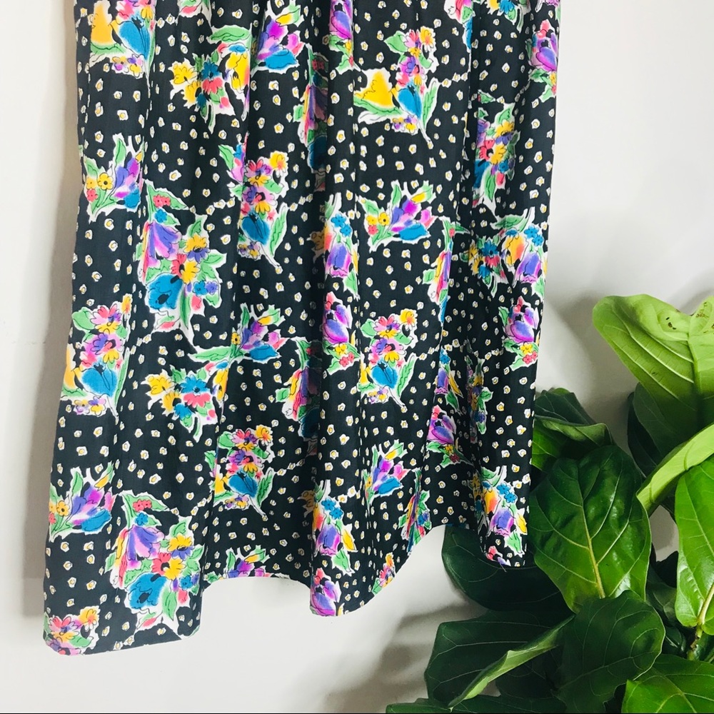 VTG Retro High Waisted Midi Length Floral Skirt - Picture 4 of 5